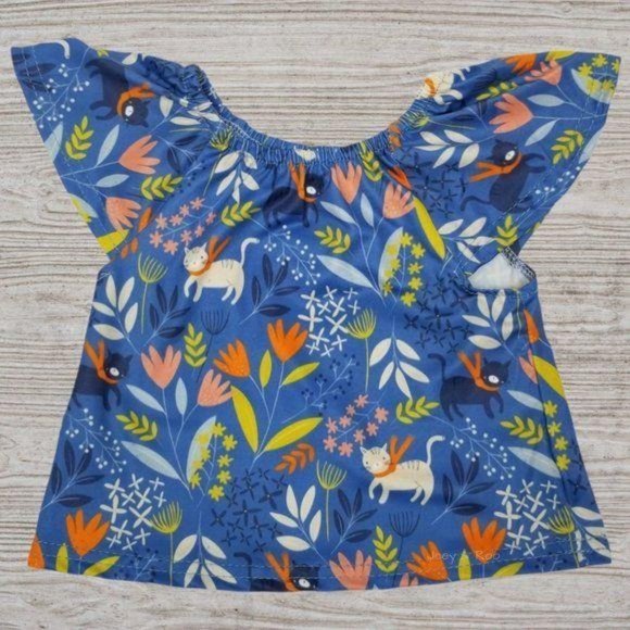 Floral Botanical Cat Print Pom Pom Outfit Set - Picture 2 of 4